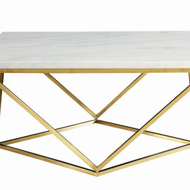 White Marble & Gold Coffee Table