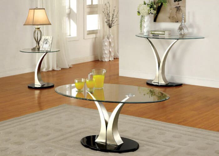 Stainless Steel & Glass End Table