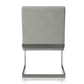 Stainless Steel & Gray Leather Dining Chair