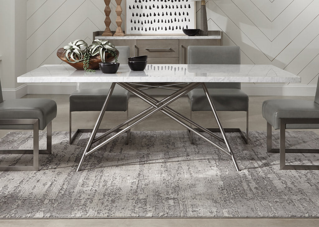 Stainless Steel & Marble Dining Table