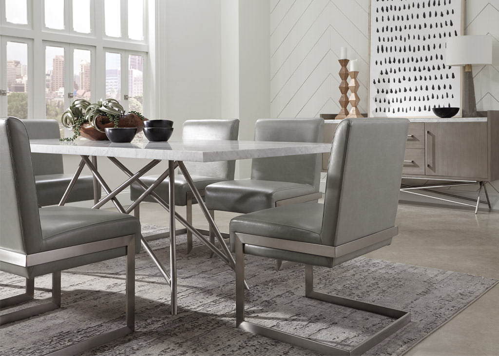 Stainless Steel & Marble Dining Table