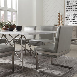Stainless Steel & Marble Dining Table