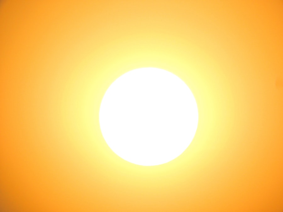 Intense sun in a bright sky