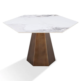 Bronze and Stone Hexagonal Dining Table
