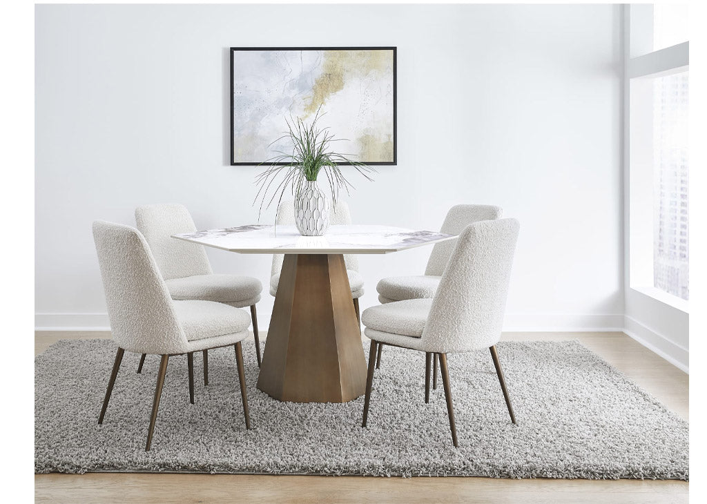 Bronze and Stone Hexagonal Dining Table