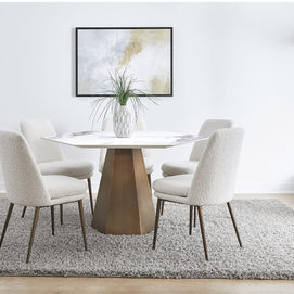 Bronze and Stone Hexagonal Dining Table