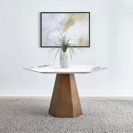 Bronze and Stone Hexagonal Dining Table
