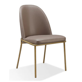 Taupe Leather Metal Leg Chairs