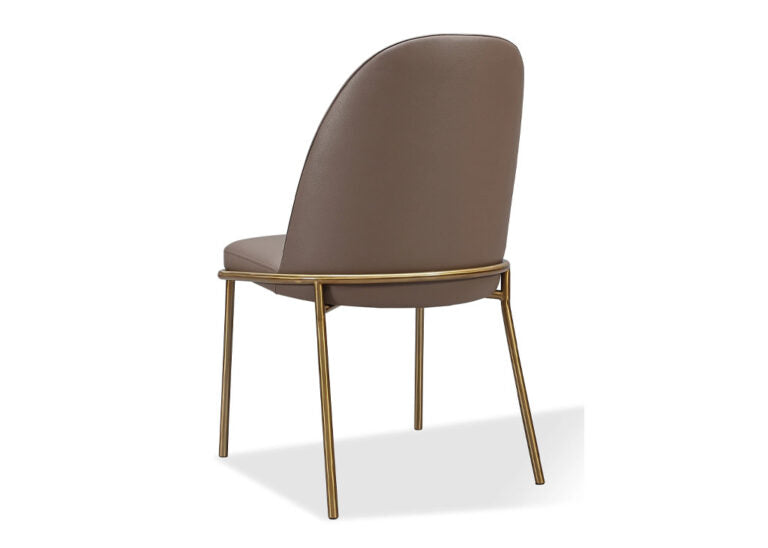 Taupe Leather Metal Leg Chairs