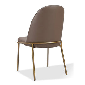 Taupe Leather Metal Leg Chairs