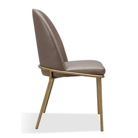 Taupe Leather Metal Leg Chairs
