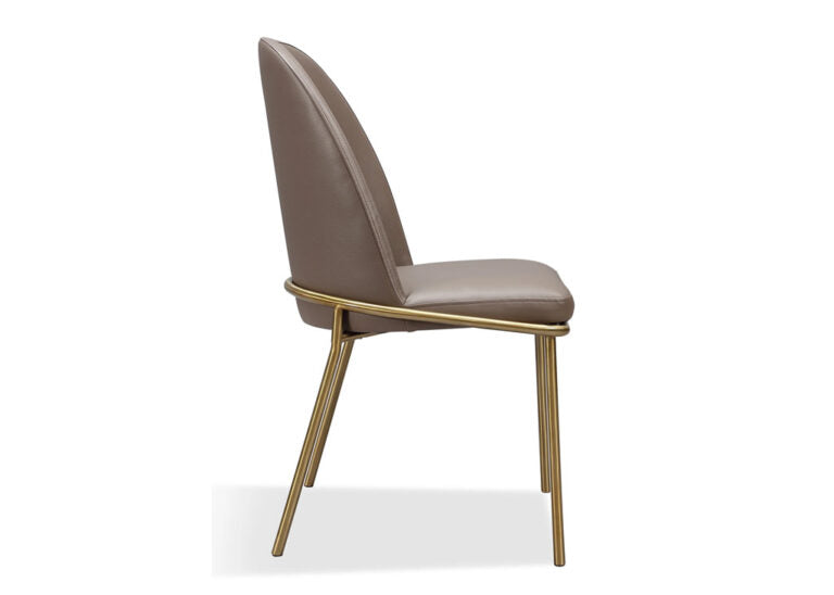 Taupe Leather Metal Leg Chairs