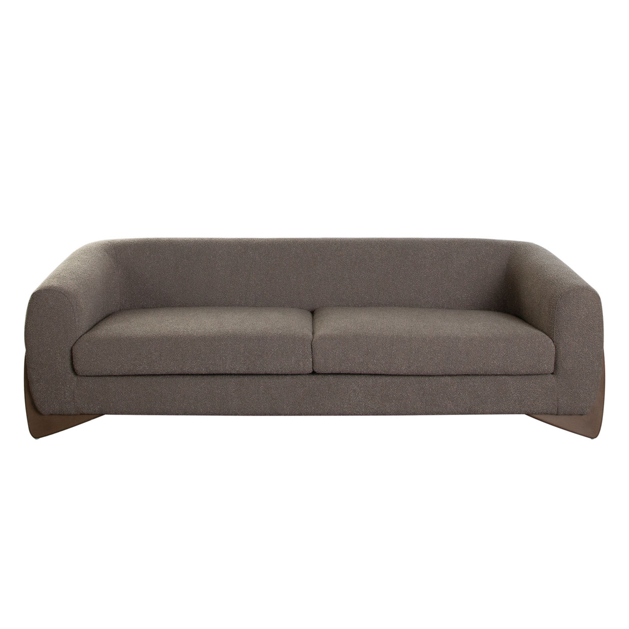 Toffee brown textured fabric sofa front view