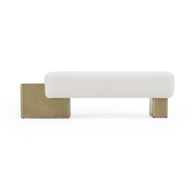 Contemporary Off-White Fabric Bench
