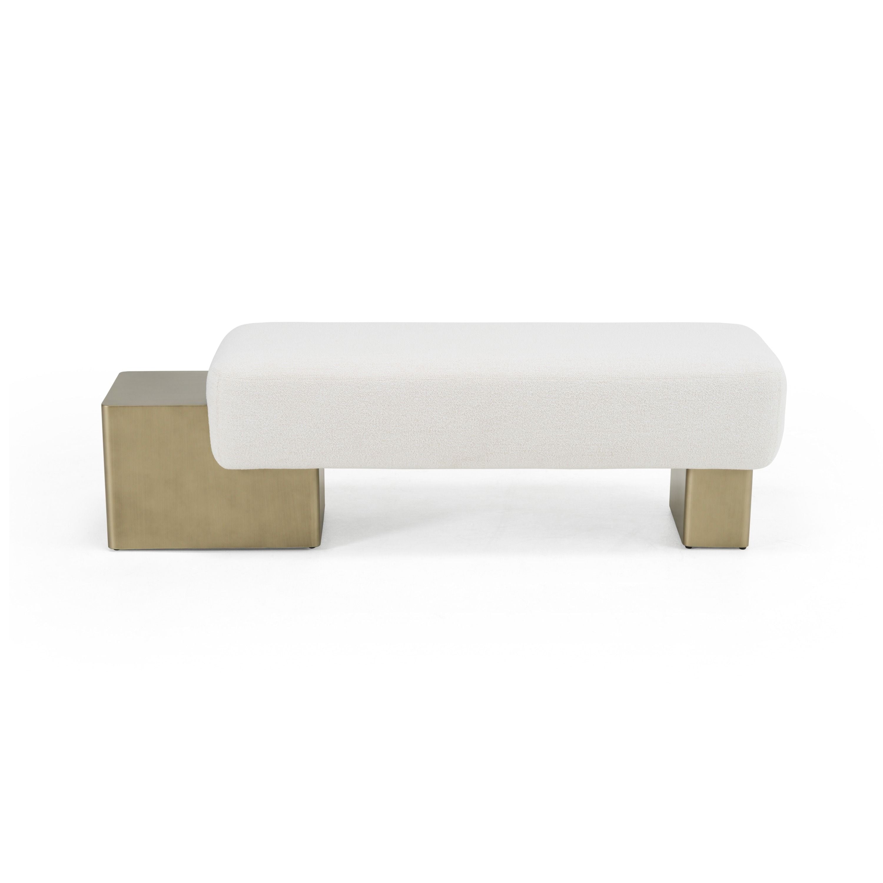 Contemporary Off-White Fabric Bench