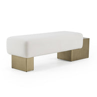 Contemporary Off-White Fabric Bench