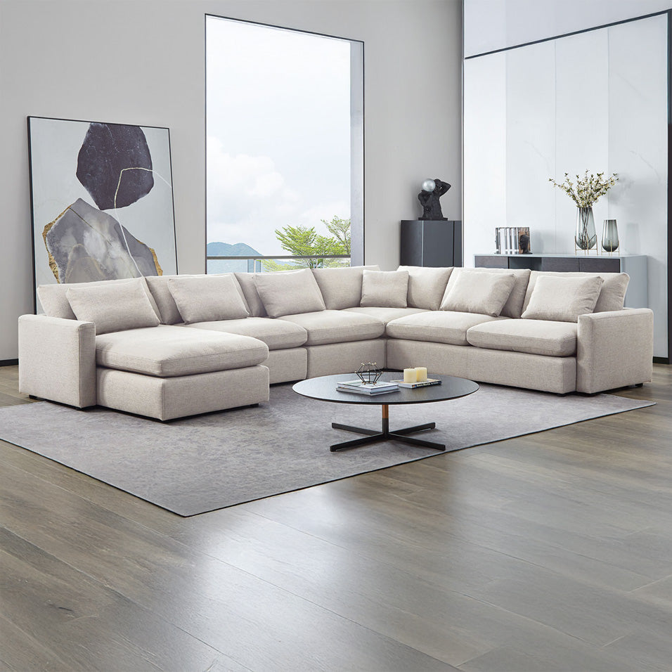 Large U-shape sectional in spacious Long Beach family room