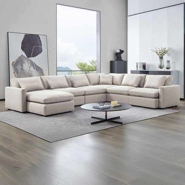 Large U-shape sectional in spacious Long Beach family room