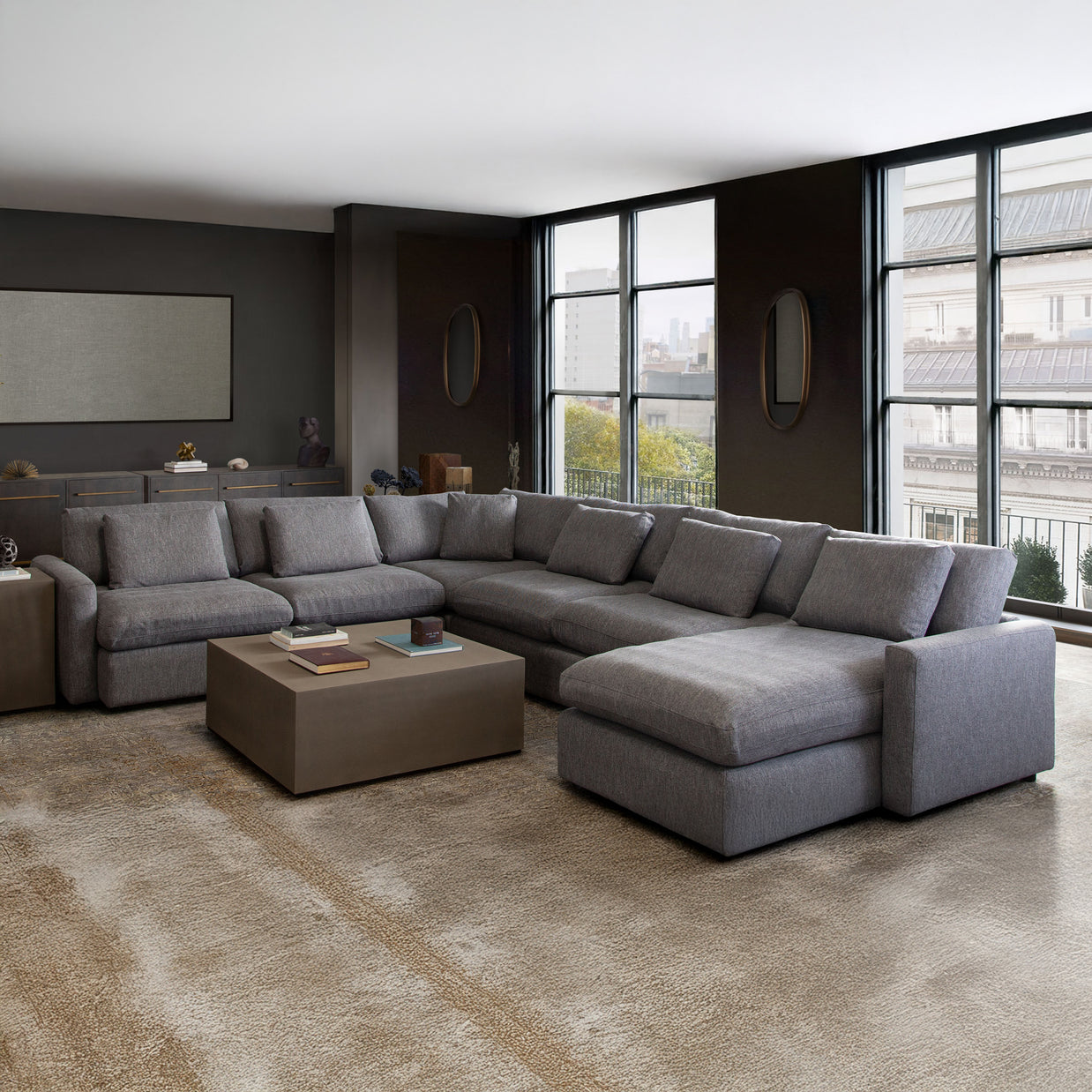 Large U-shape sectional in spacious Long Beach family room