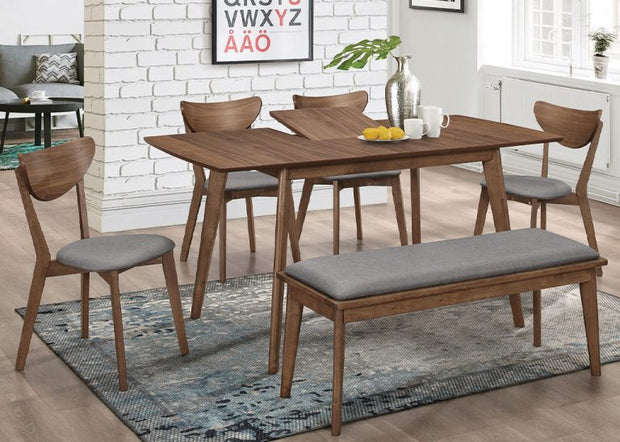 Walnut & Gray Retro-Inspired Bench