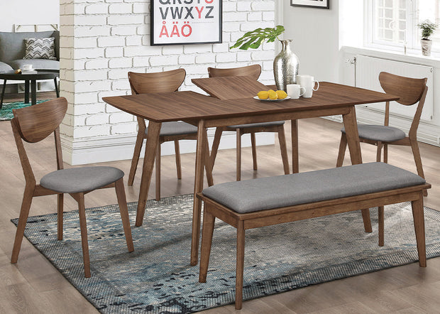 Walnut & Gray Retro-Inspired 6 PC Dining Set