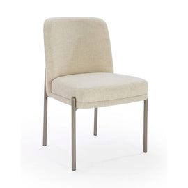 Linen and nickel metal dining chair