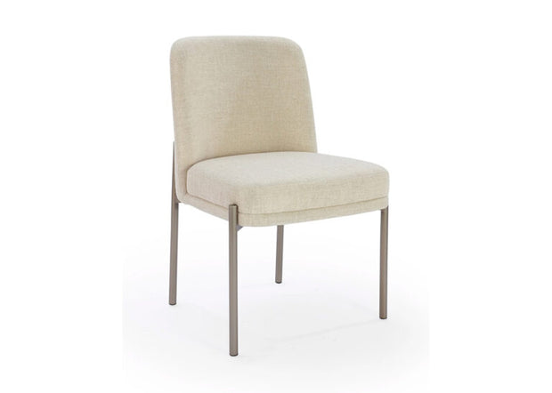 Linen and nickel metal dining chair