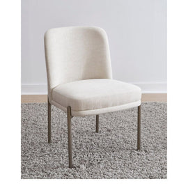 Linen and nickel metal dining chair