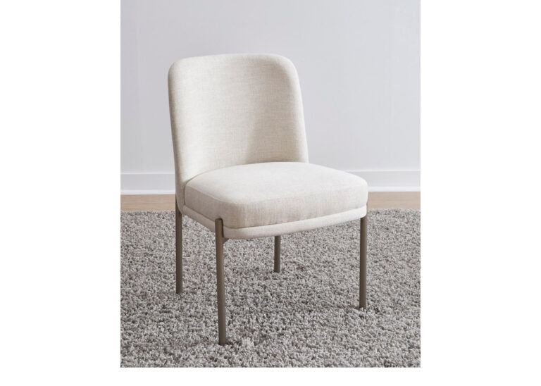 Linen and nickel metal dining chair