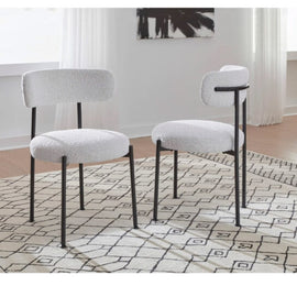 Black boucle ivory metal dining chair
