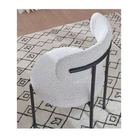 Black boucle ivory metal dining chair