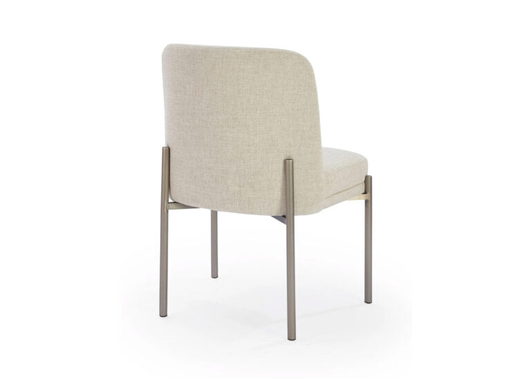 Linen and nickel metal dining chair