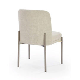 Linen and nickel metal dining chair