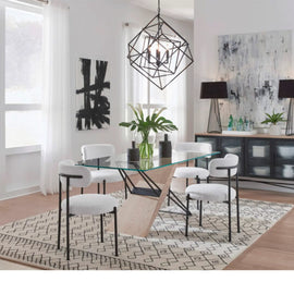 Black boucle ivory metal dining chair