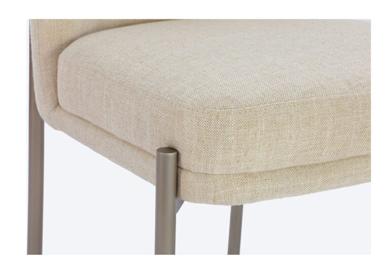 Linen and nickel metal dining chair