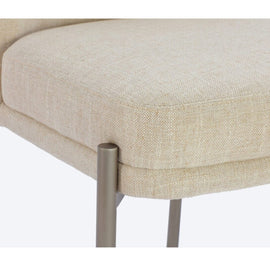 Linen and nickel metal dining chair