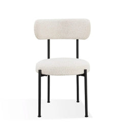 Black boucle ivory metal dining chair