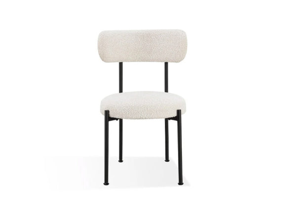Black boucle ivory metal dining chair