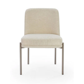 Linen and nickel metal dining chair