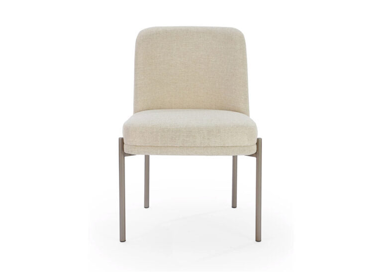 Linen and nickel metal dining chair