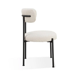 Black boucle ivory metal dining chair
