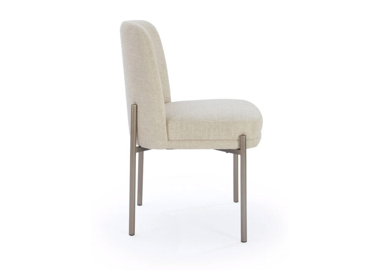Linen and nickel metal dining chair