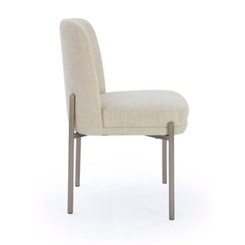 Linen and nickel metal dining chair