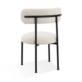 Black boucle ivory metal dining chair