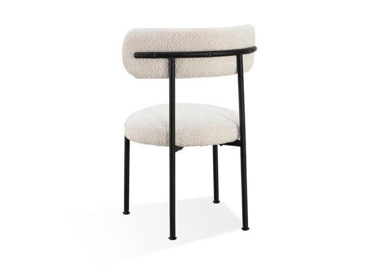 Black boucle ivory metal dining chair