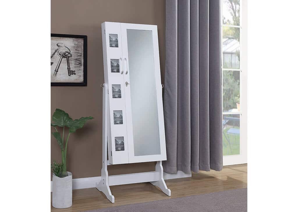White Jewelry Cheval Mirror