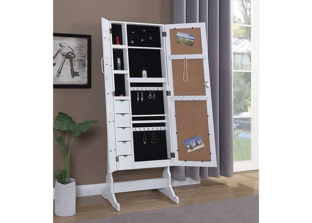 White Jewelry Cheval Mirror