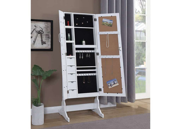 White Jewelry Cheval Mirror