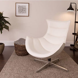 White Leatherette Cocoon Chair