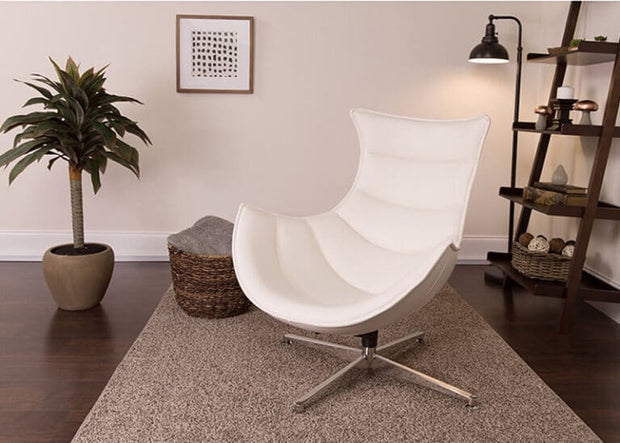 White Leatherette Cocoon Chair